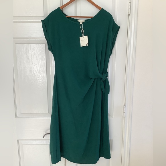 NWT See You Monday Green Dress Side Tie Cap Sleeve L - Picture 2 of 6